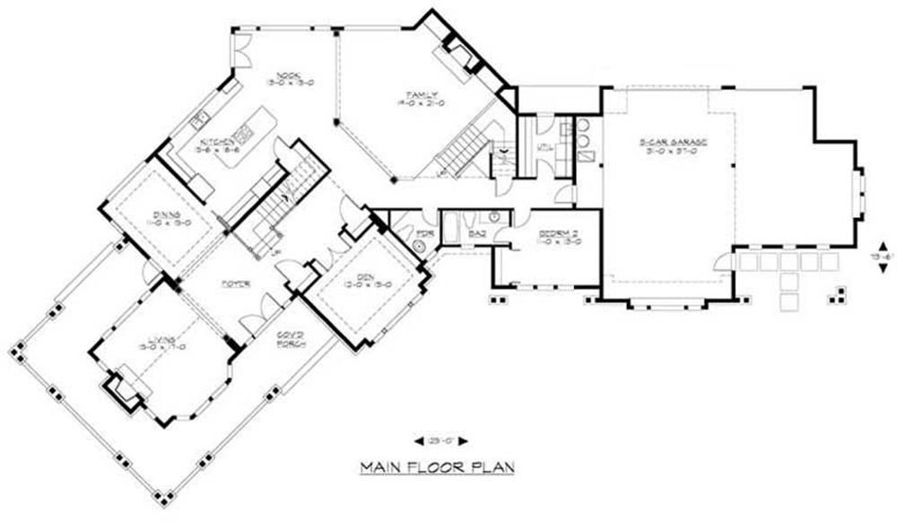 Floor Plan First Story of Craftsman Plan #115-1459